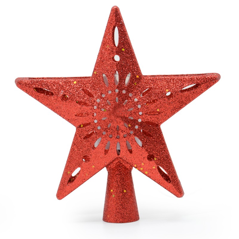 red star tree topper lighted