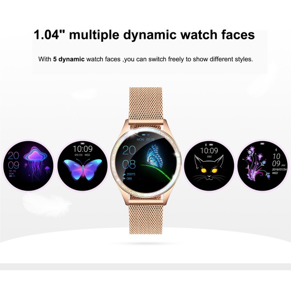 KW20 Smart Watch for Women,Bluetooth Fitness Tracker Compatible with iOS,Android Phone, Female Sport Smartwatch Calorie Counter Pedometer Lady Activity Tracker with Sleep Monitor, Heart Rate Gold